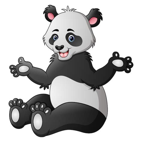 Lindo Panda De Dibujos Animados Vector Premium