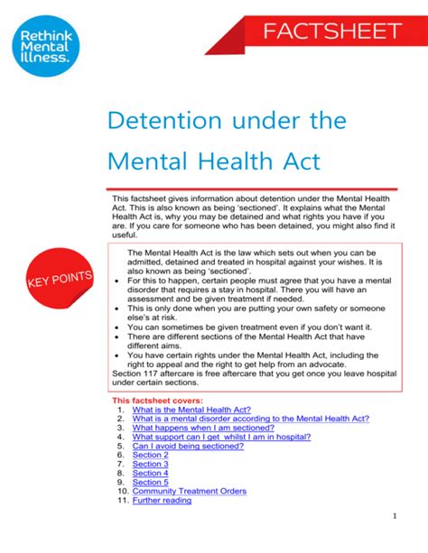 Factsheet Detention Under The Mental Health Act