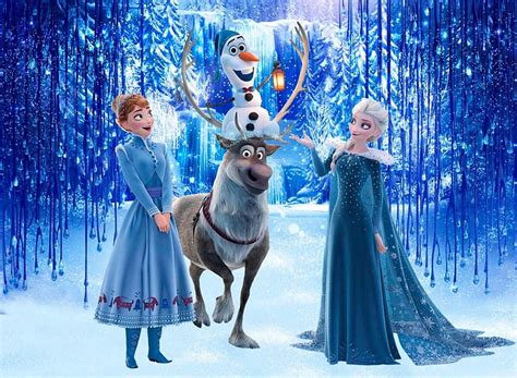 Anna Elsa Blue Background Olaf S Frozen Adventure Hd Wallpaper Peakpx