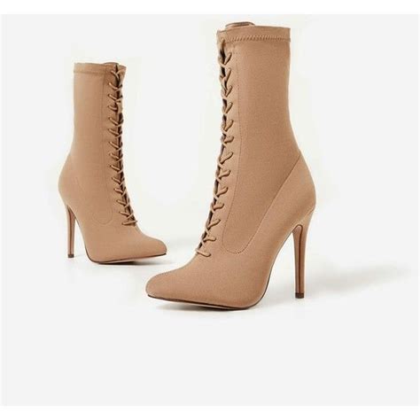 Cosmic Lace Up Ankle Boot In Nude Knit 55 Liked On Polyvore