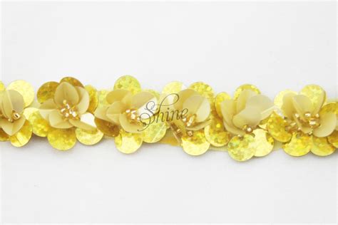 Sequin Flower Trim Gold Sparkle Shine Trimmings And Fabrics