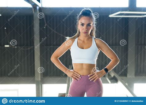 Girl Power Strong Determined Woman Standing In The Gym Stock Image