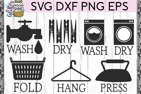 Laundry Sign Design Bundle Of 7 SVG DXF PNG EPS Cutting File