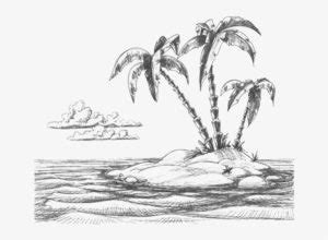 Dibujos de Playas a Lápiz Realistas Ideales para Imprimir