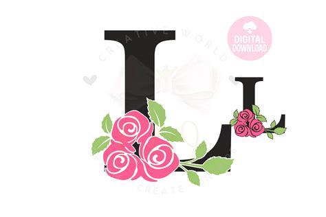 Floral Alphabet Svg Letter L Rose Monogram Svg Flower Etsy Uk
