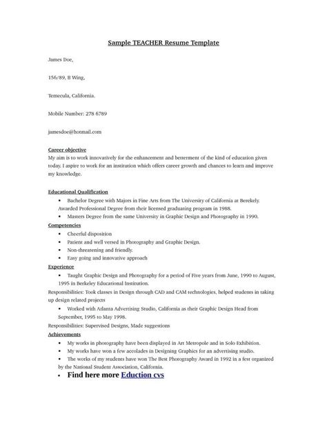 Contact details are usually positioned at the top of cvs, as demonstrated in the teacher's cv sample in this guide. 15+ teaching resume for freshers | shawn weatherly | Teaching resume, Jobs for teachers, Teacher ...