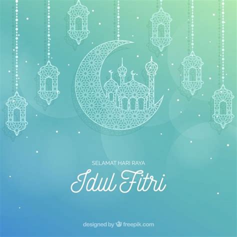 Download Lovely Idul Fitri Background With Flat Design for free | Kartu