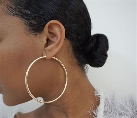 Thick Gold Hoops Real Gold Hoops Black Friday Sale K Gold Etsy