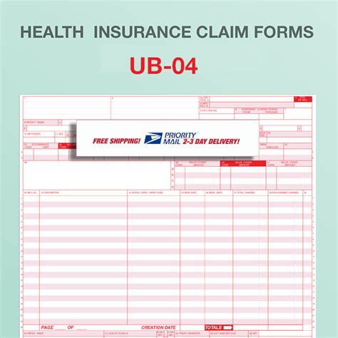 Ub 04 Billing Claim Form Paper Forms Free Priority Shipping