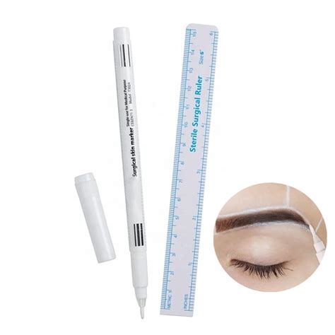 1pcs Eyebrow Tattoo Skin Marker Pen With Ruler Permanent Makeup White