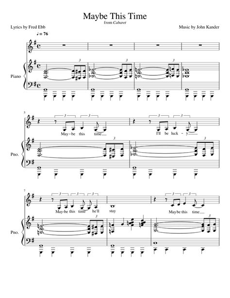 Maybe This Time Sheet Music For Piano Solo