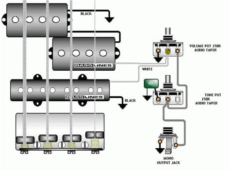 Wiring diagrams for stratocaster telecaster gibson jazz bass and more. Bas 2x pickup 1x volume 1x tone 📝️ GitaryBasowe Przystawki2 Schematy wzmacniaczy i gitar tremolo.pl