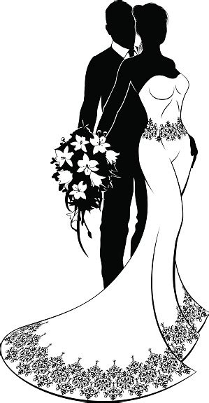 Planning a wedding is hard work. Bride And Groom With Flowers Wedding Silhouette Stock ...