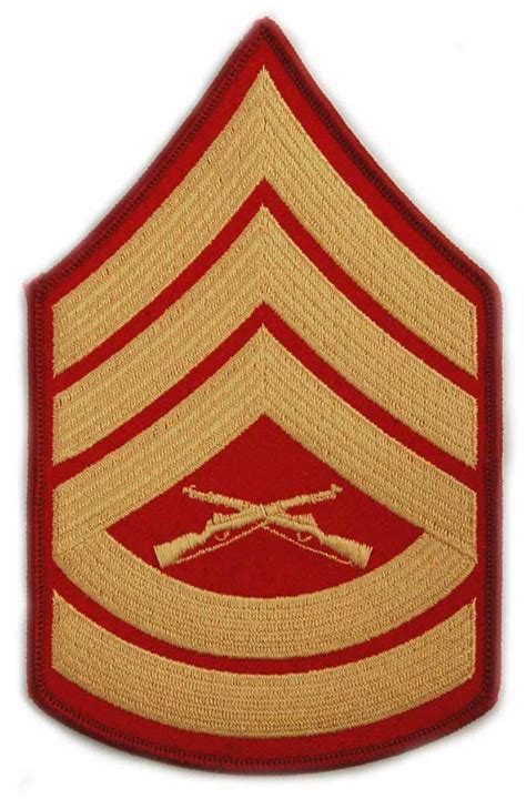 Usmc Gunnery Sergeant E 7 Gold On Red Embroidered Chevrons Marine