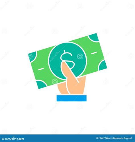 Hand Holding Dollar Banknote Cash Payment White Outline Icon Cash