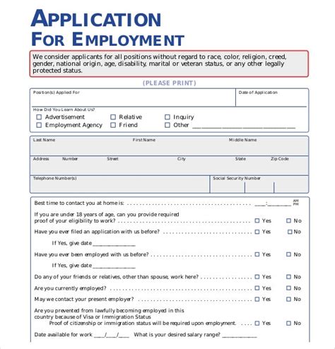 Employment format / an employment contract consists of the following information :. 15+ Employment Application Templates - Free Sample, Example, Format Download! | Free & Premium ...