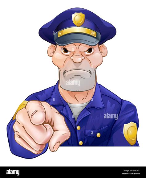 An Angry Looking Cartoon Police Officer Pointing Stock Photo Alamy