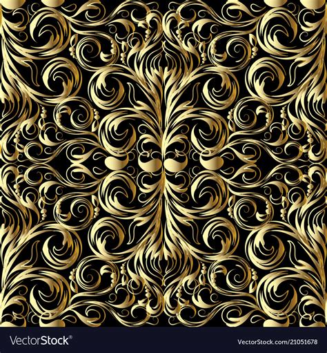 Gold Damask Seamless Pattern Royalty Free Vector Image