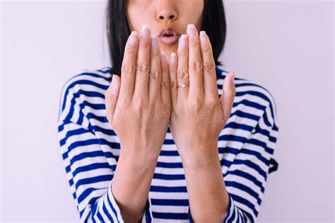 Asian Woman Showing Hands With Nailsclose Up Stock Image Image Of