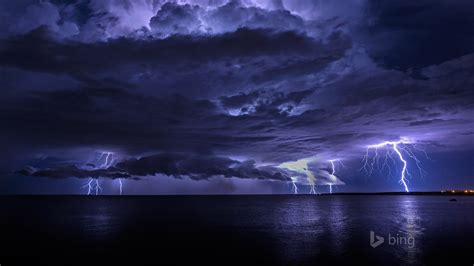 Marine Clouds Lightning Bing Theme Wallpaper Preview