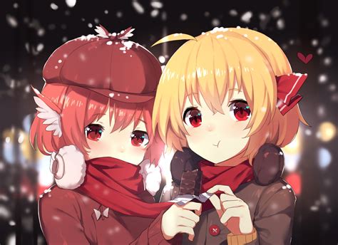 Wallpaper ID 1442820 2girls Blush Scarf Snow Mystia Winter