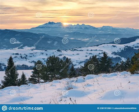 Sunset Over The Tatra Mountains Seen From The Top Of Wysoki Wierch In