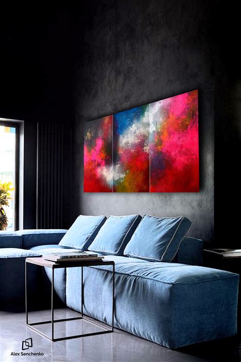 Abstract Triptych Abstract Painting Contemporary Art Modern