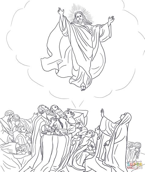 Free Printable Jesus Ascends To Heaven Coloring Page