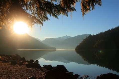 Mountain Lake Forest Sun Rays Morning Hd Wallpaper