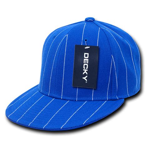 Decky Decky Pin Striped Fitted Flat Bill Baseball Hats Caps For Men