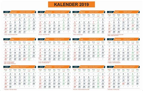 Januari 2019 Daftar Kalender Tahunan