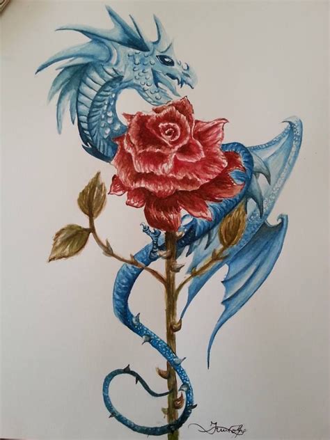What does a chinese dragon tattoo mean? Dragon with red rose by ~KowataNakamura on deviantART ...