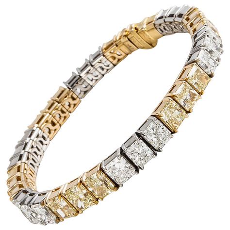 Cartier White And Fancy Yellow Diamond Tennis Bracelet For Sale At 1stdibs