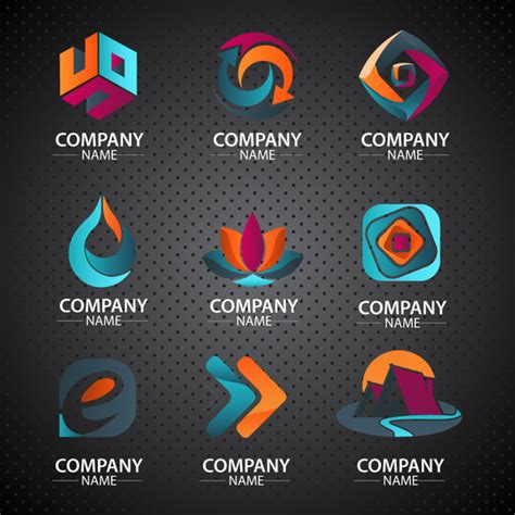 Corporate Logo Design In Various Dark Colored Shapes Vector Logo Free