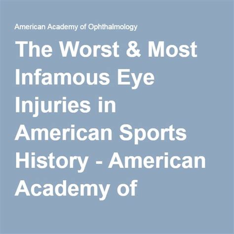 20 Worst Eye Injuries In Modern Sports American Sports Eye Health