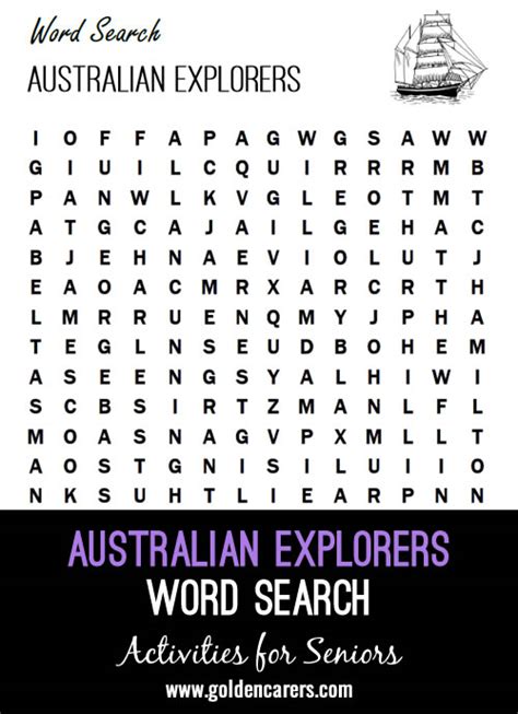 Australian Explorers Word Search