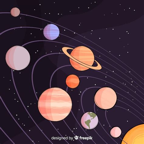 Classic Hand Drawn Solar System Compositio Free Vector