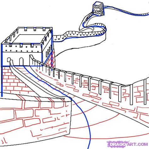 How to draw the great wall of china drawingforall net. how to draw the great wall of china step 4 | Great wall of ...