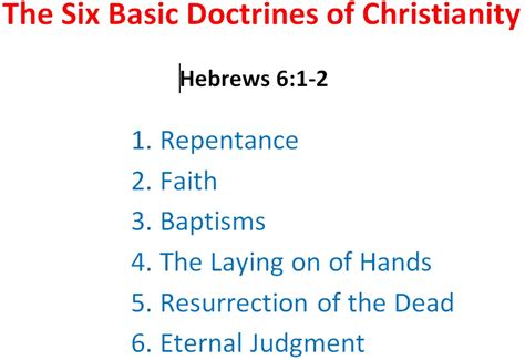 The Six Basic Doctrines Of Christianity Fountain Of Life