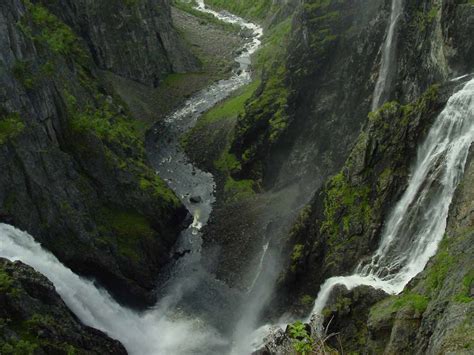 Voringsfossen Converging Waterfalls In The Hardanger Area