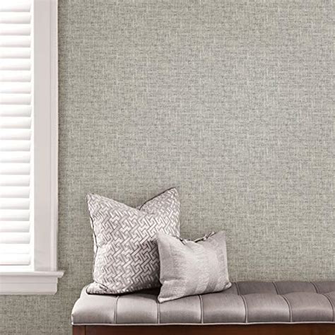 Nuwallpaper Nu2873 Poplin Texture Grey Peel And Stick Wallpaper Gray