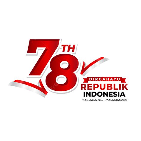 Logo Resmi Hut Ri Tahun Dengan Teks Bendera Indonesia Vektor