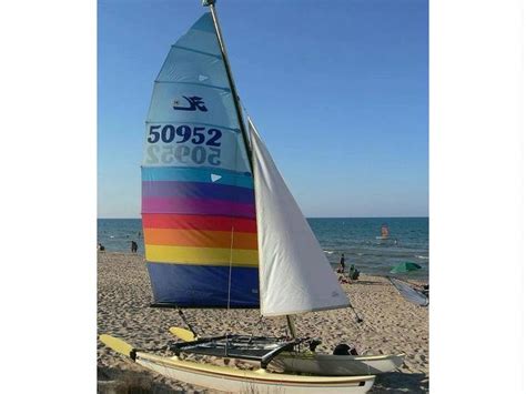 Super nice small hobie cat on galvanized trailer. HOBIE CAT 14 TURBO in Alicante | Catamaran sailboat used ...