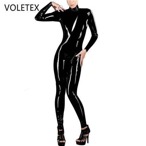 women latex catsuit with back zipper 0 4mm natural rubber fetish jumpsuit plus size zentai in