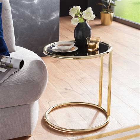 Runder konsoltisch marmor & gold. WOHNLING Design Beistelltisch LEONA Ø 45 cm Couchtisch Rund Schwarz/Matt Gold | Designer Glas ...