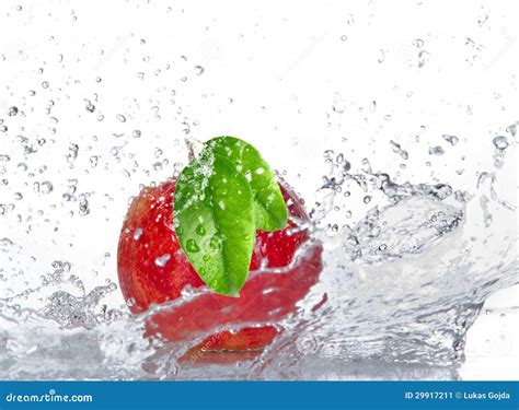 Apple With Water Splash Stock Image Image Of Healthy 29917211