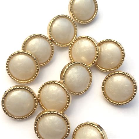 10 Pearl Resin And Gold Metallic Buttons Fancy Buttons Gold Etsy Uk