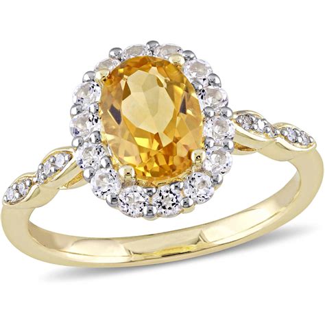 1 45 Carat Tgw Citrine White Topaz And Diamond Accent 14kt Yellow