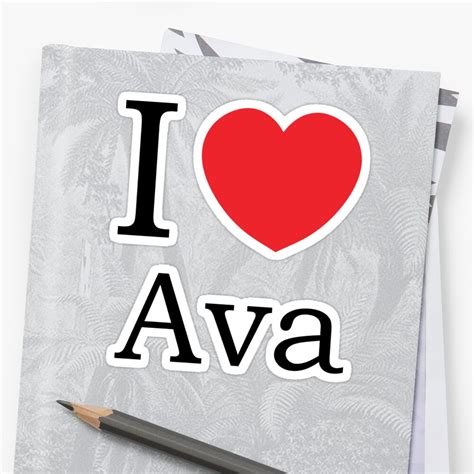 I Love Ava With Simple Love Heart Sticker By Theredteacup Redbubble