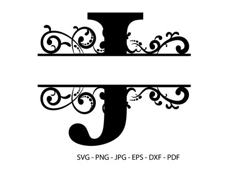 J Alphabet Split Font Monogram Graphic Gráfico Por Redcreations